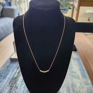 14K Yellow Gold Diamond Bar Necklace 1/2 CT TW Natural Diamonds 17.8” NWT